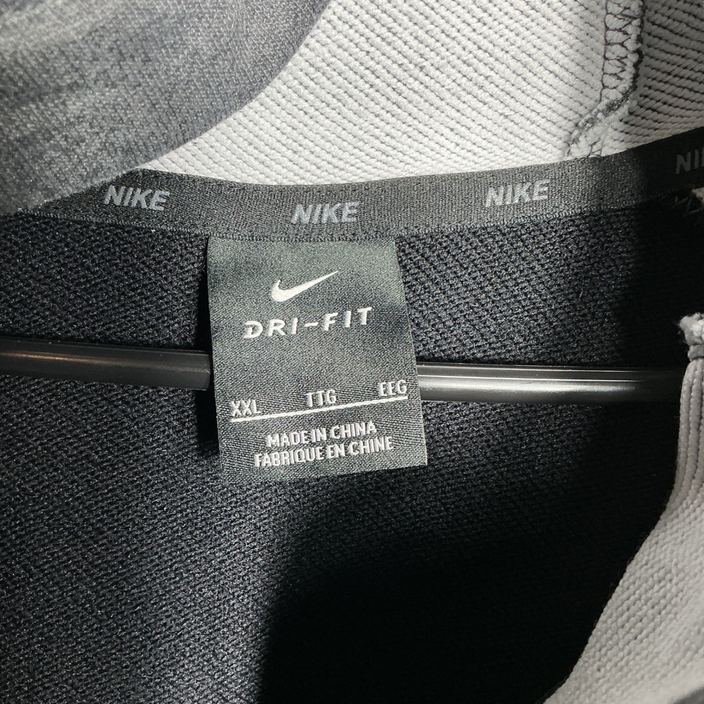 Nike Full Zip Hoodie Mens XXL Black Grey Dri-FIT Raglan Training Jacket Hood - Picture 4 of 8